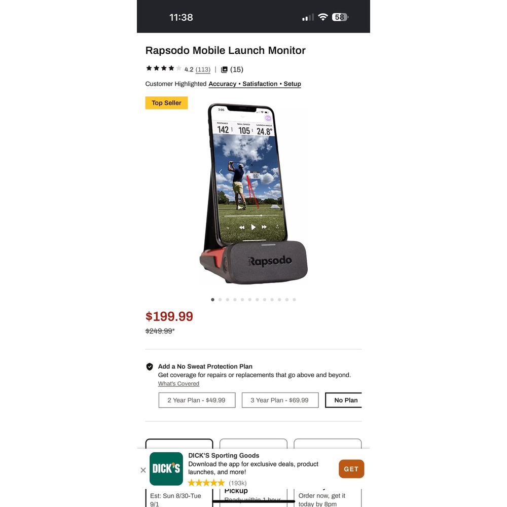 New Rapsodo Mobile Launch Monitor Golf Radar iOS Carry Distance Ball Speed - Picture 7 of 7